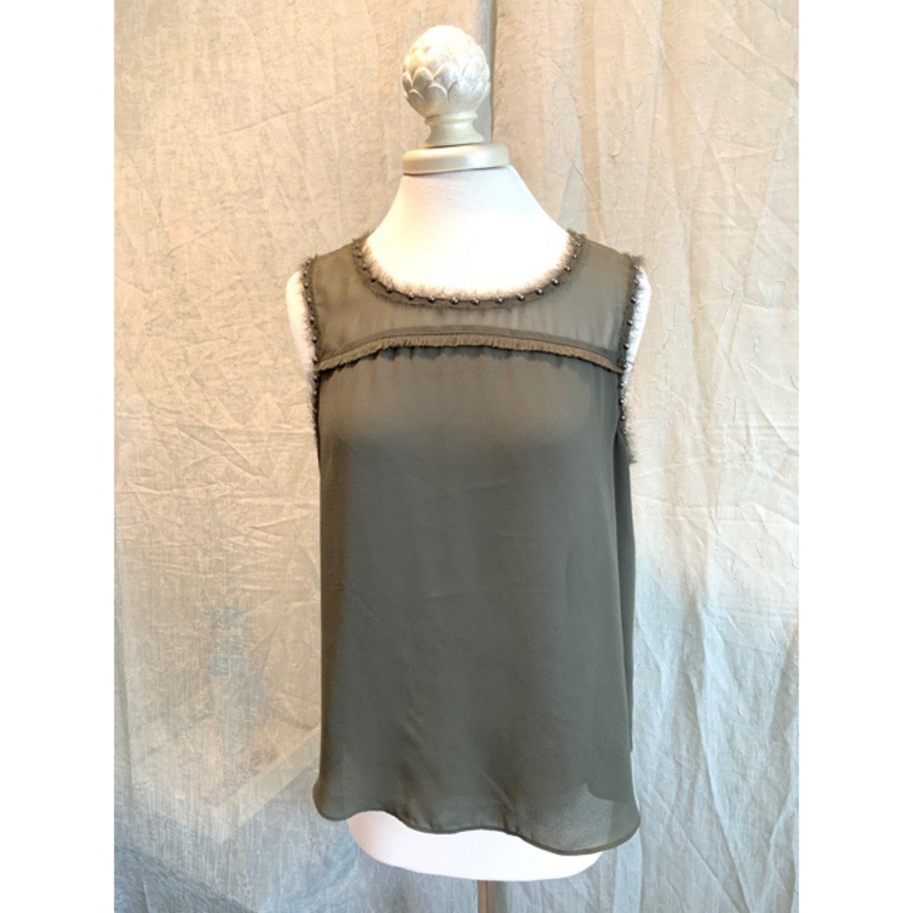 a.n.a Olive Green Sheer Tank